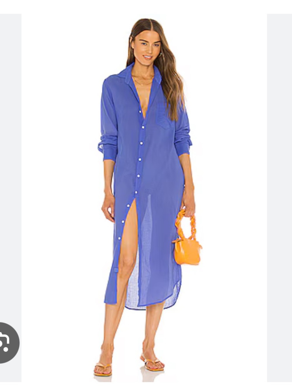 Frank & Eileen Rory Maxi Dress Woven Long Shirt Blue Coastal Euro Summer Large - Picture 13 of 14